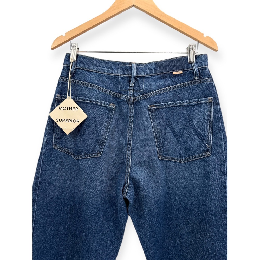 MOTHER High Rise Wide Leg Jeans in Classic Blue Denim - Picture 8 of 14